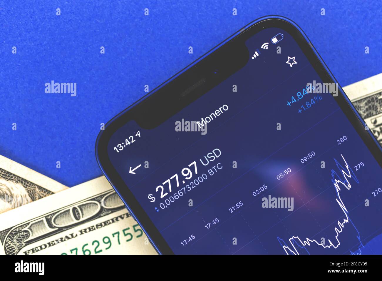 Monero criptomoneda cuadro en la pantalla, el comercio móvil y las bolsas  de valores de financiación foto concepto Fotografía de stock - Alamy