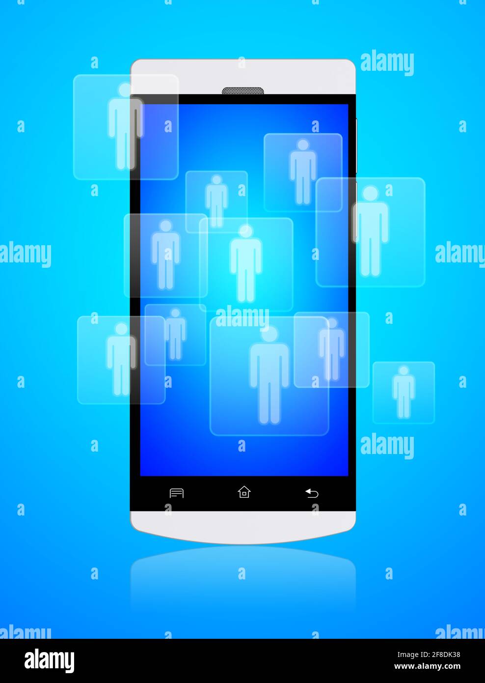 Smartphone móvil con aplicación de redes sociales en una pantalla. Concepto de comunicación y tecnología de los medios de comunicación Foto de stock