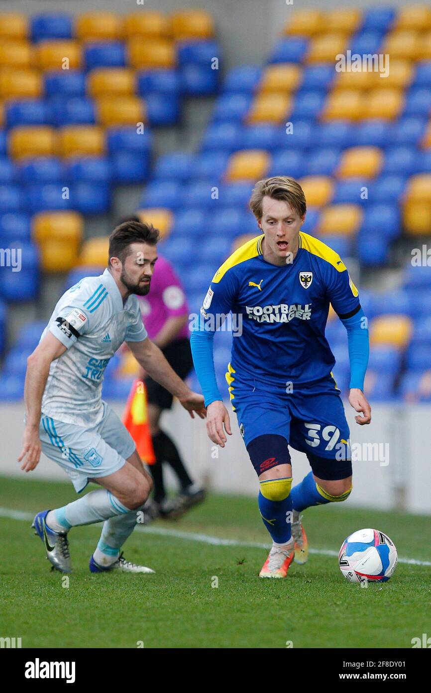 Londres, Reino Unido. 13th de Abr de 2021. Joe Pigott de AFC Wimbledon durante el partido EFL Sky Bet League 1 entre AFC Wimbledon e Ipswich Town en Plough Lane, Londres, Inglaterra, el 13 de abril de 2021. Foto de Carlton Myrie. Sólo para uso editorial, se requiere licencia para uso comercial. No se puede utilizar en apuestas, juegos o publicaciones de un solo club/liga/jugador. Crédito: UK Sports Pics Ltd/Alamy Live News Foto de stock