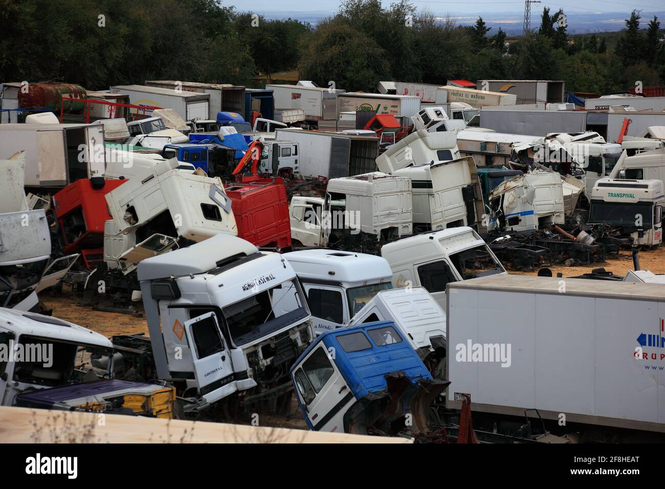 Astillero con camiones, España, Andalucía Foto de stock