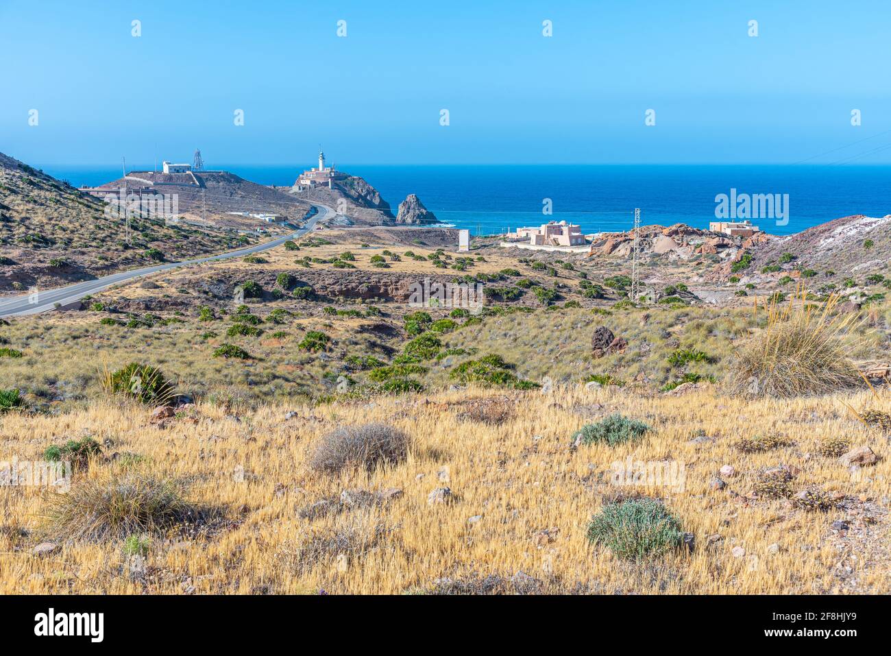 Faro en Cabo de Gata en España Foto de stock