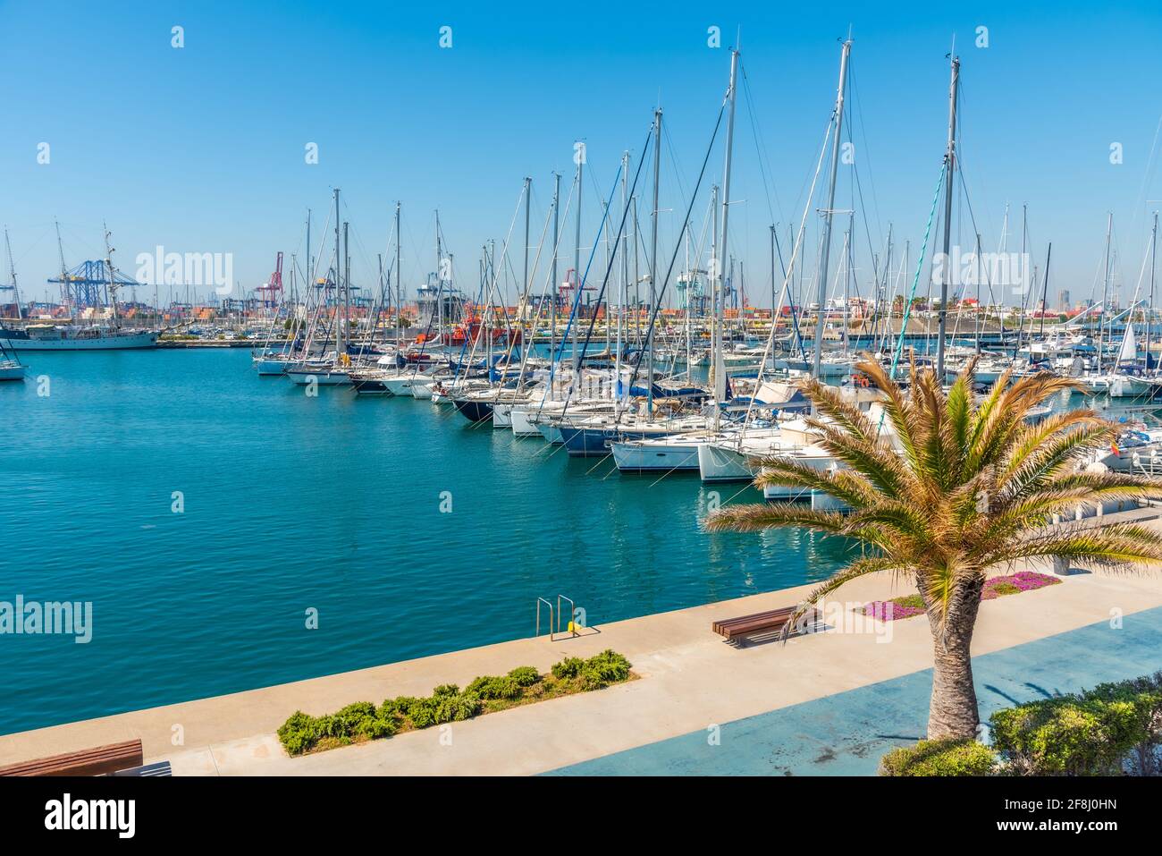 Amarres en el puerto deportivo del puerto de Valencia, España Fotografía de  stock - Alamy