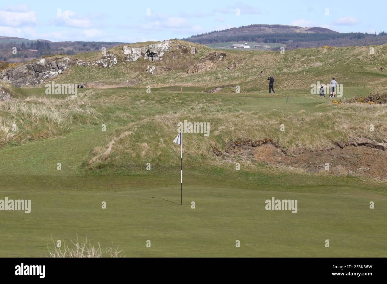 Scotland, Ayrshire Turnberry Ailsa Course 11th hoyos Par 3, 115-215 yardas Maidens 12 Abril 2021. El 10th Verde en primer plano Foto de stock