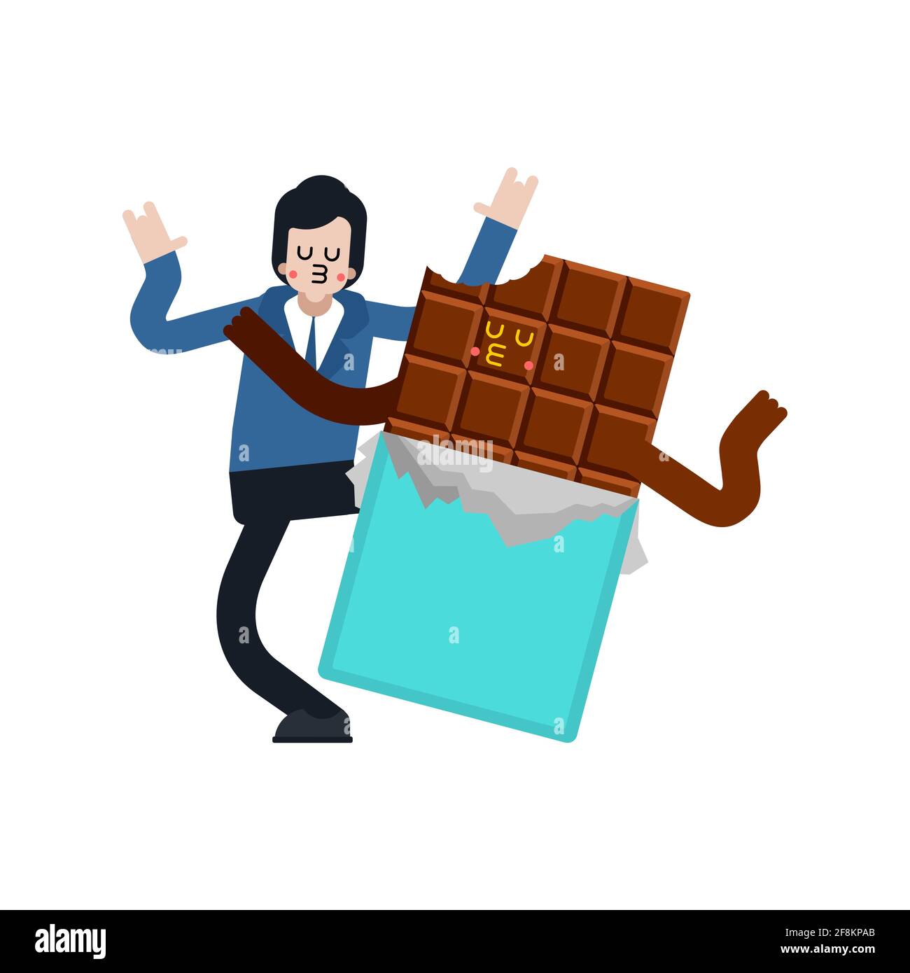 Amante Del Chocolate Relacion Romantica Con Un Bar De Chocolate Dulce Amor Imagen Vector De Stock Alamy