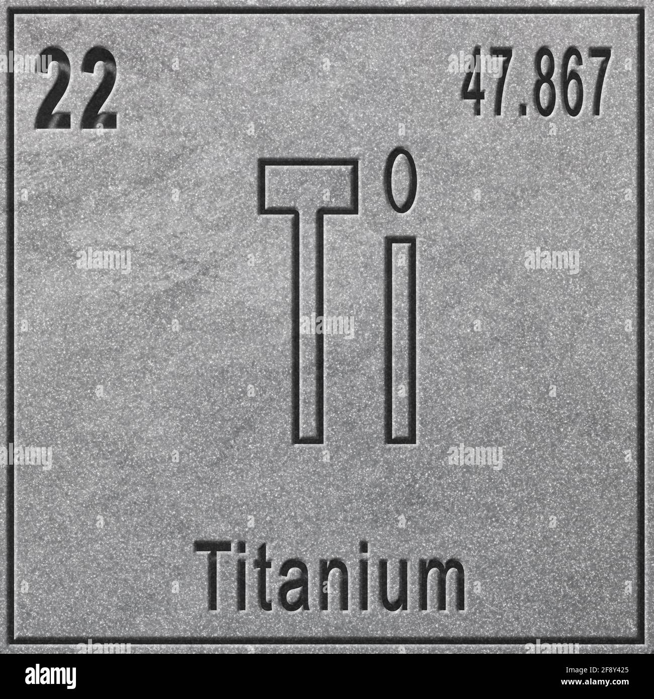 Elemento químico de titanio, signo con número atómico y peso atómico,  elemento de tabla periódica, fondo plateado Fotografía de stock - Alamy