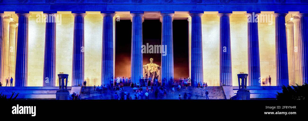 Monumento a Lincoln iluminado, Washington DC, Estados Unidos Foto de stock