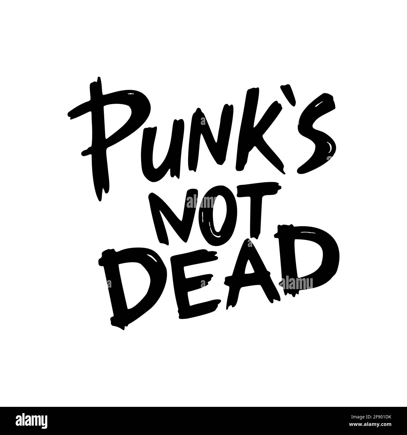 Colección Punk Rock. Punk s no muerto monocroma inscripción en el estilo dibujado a mano sobre fondo blanco. Ilustración vectorial Ilustración del Vector