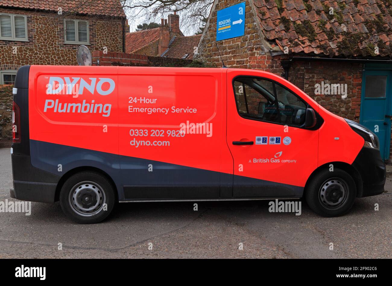 Dyno Plumbing, furgoneta de servicio, vehículo, British Gas Company, Norfolk, Inglaterra. Foto de stock