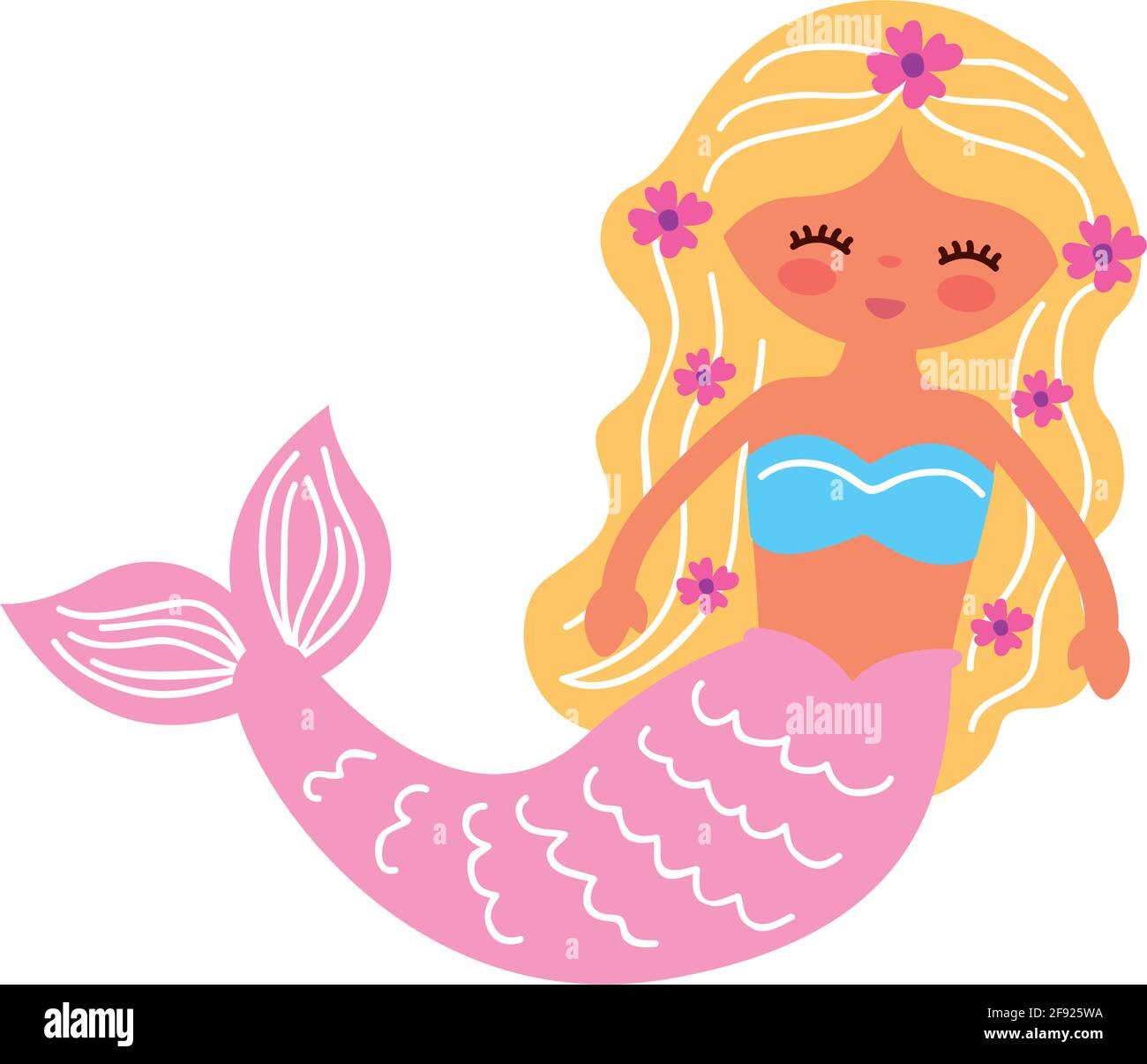Pantano Corteza Ondas lindo personaje de cola rosa sirena Imagen Vector de stock - Alamy