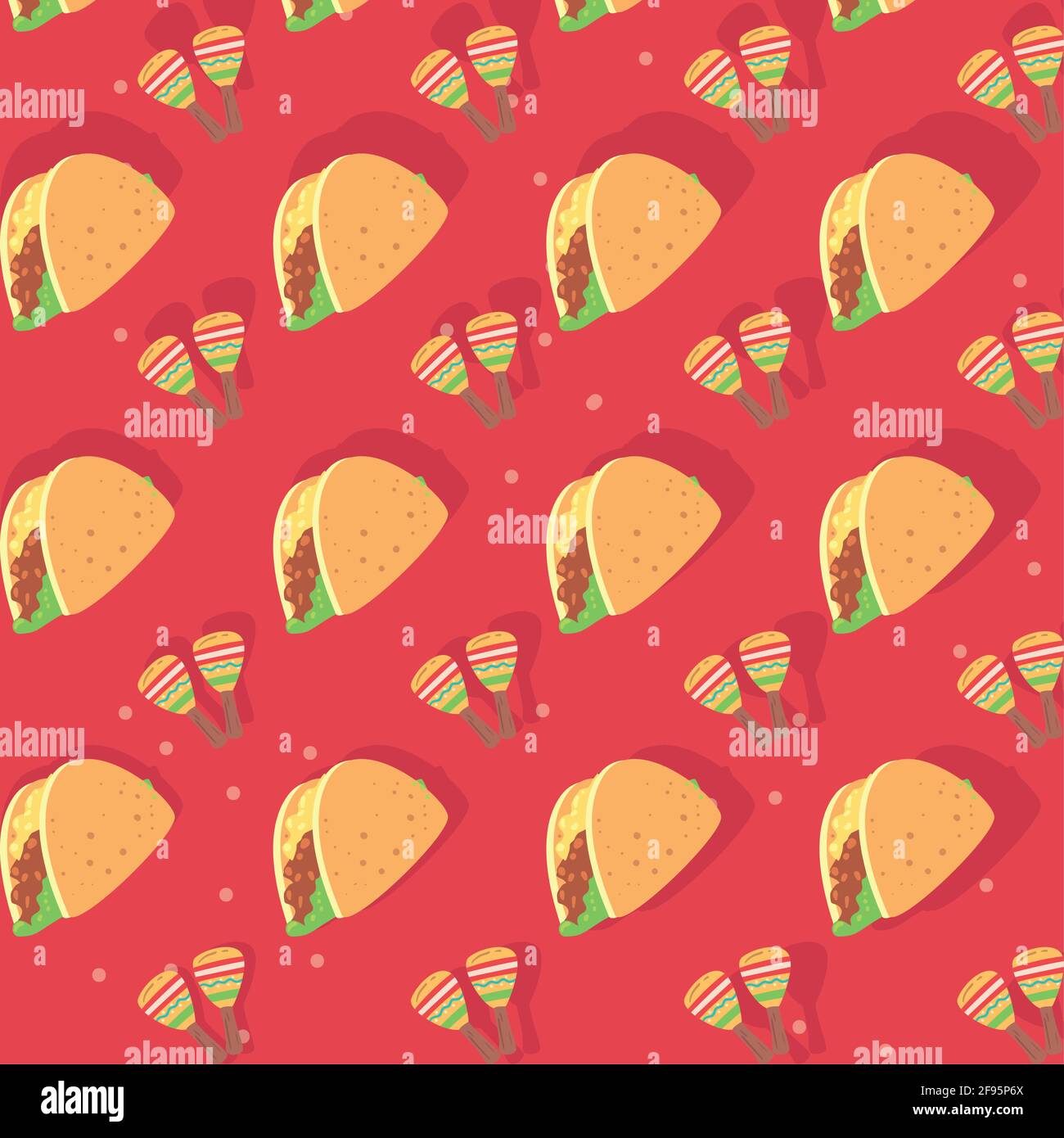 Tacos mexicanos y maracas de fondo Imagen Vector de stock - Alamy