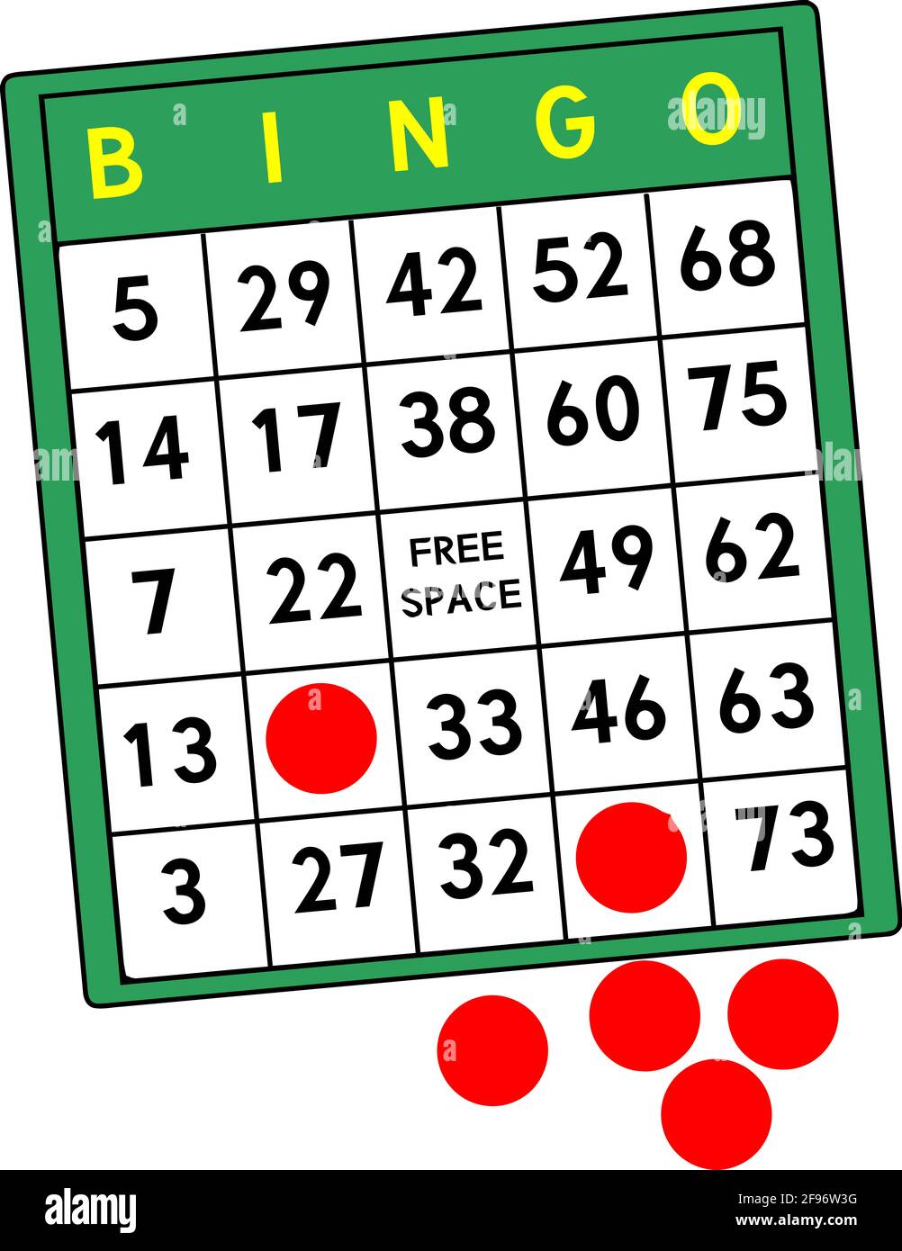 Tarjeta de bingo apuestas actividad recreativa suerte ilustración Foto de stock