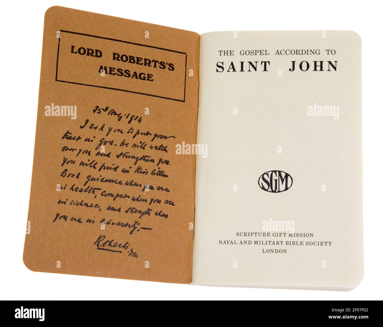 El Evangelio Según San Juan, un folleto producido por la Misión de Regalo de la Escritura y dado a los soldados británicos en servicio activo durante el primero Foto de stock