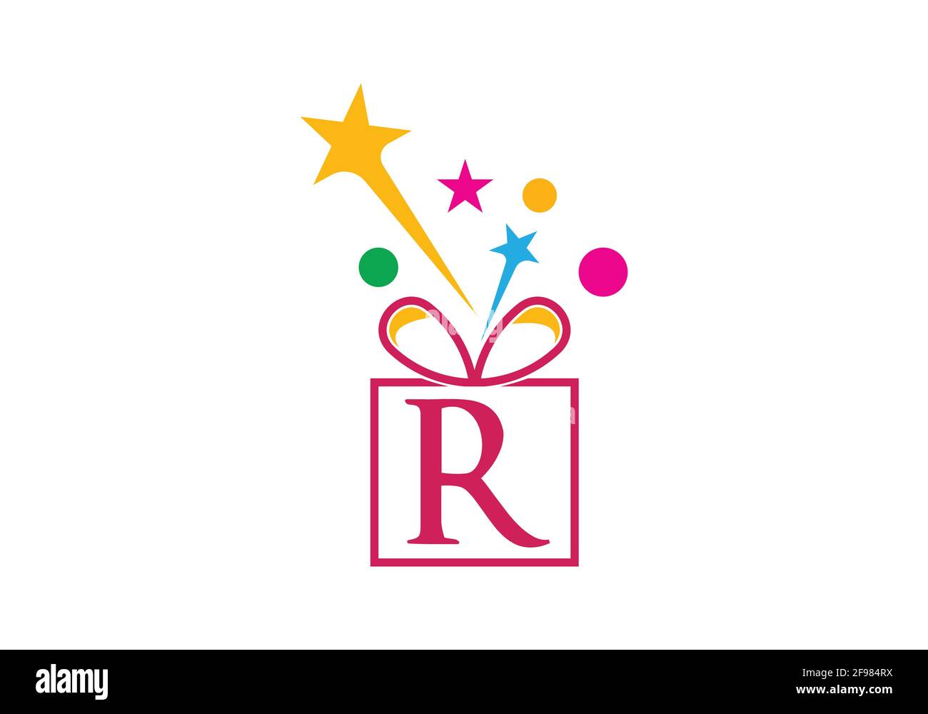en general bosque terminar Caja de regalo, letra R de la tienda de regalos para el diseño del icono  del logotipo de la empresa Imagen Vector de stock - Alamy