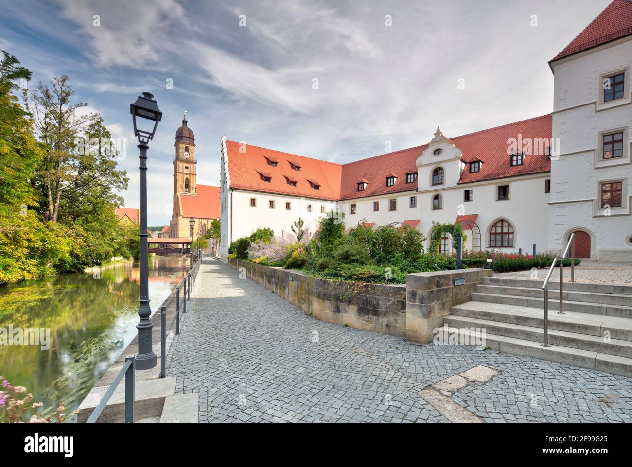 River Vils, Iglesia de San Martín, Schiffgasse, Armory, Oficina de Distrito, Amberg, Palatinado Superior, Baviera, Alemania, Europa Foto de stock