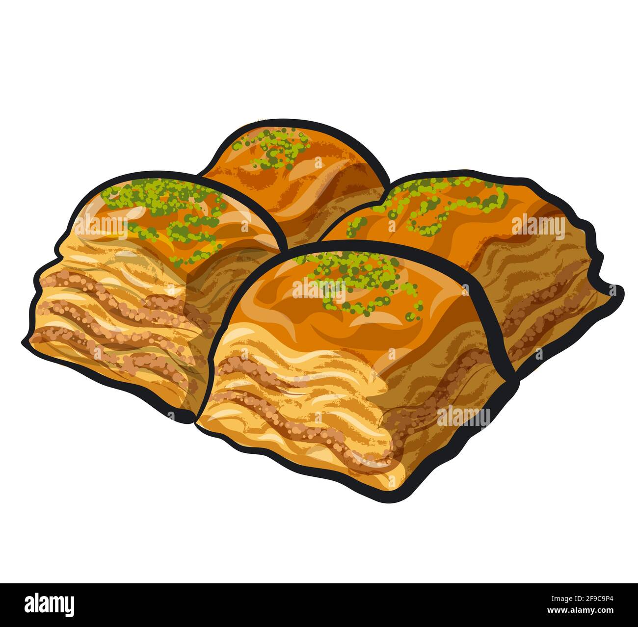 Ilustración de alimentos dulces orientales postre baklava Ilustración del Vector