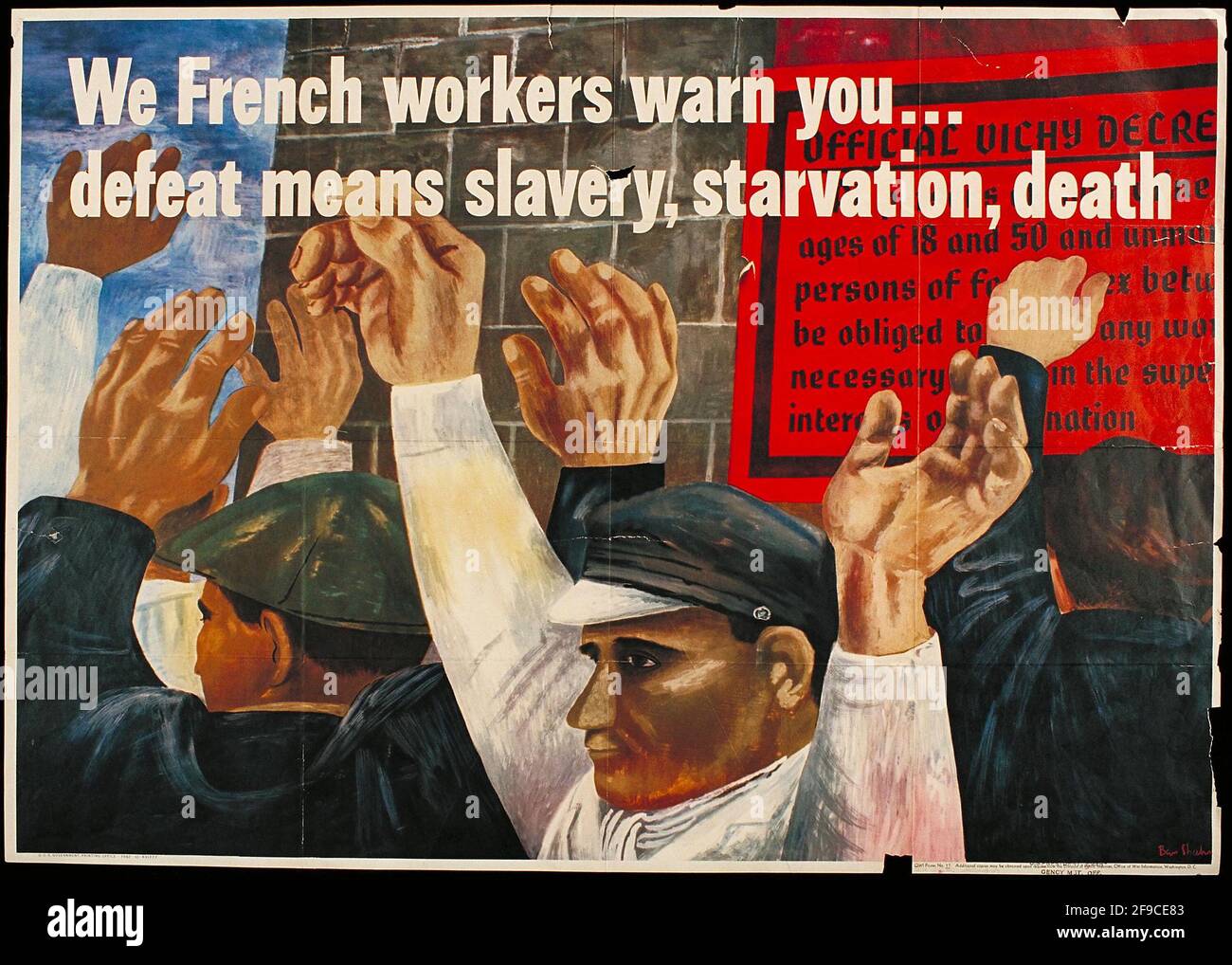 Un cartel americano de WW2 que utiliza eslóganes patrióticos para ganar apoyo por el esfuerzo de guerra Foto de stock