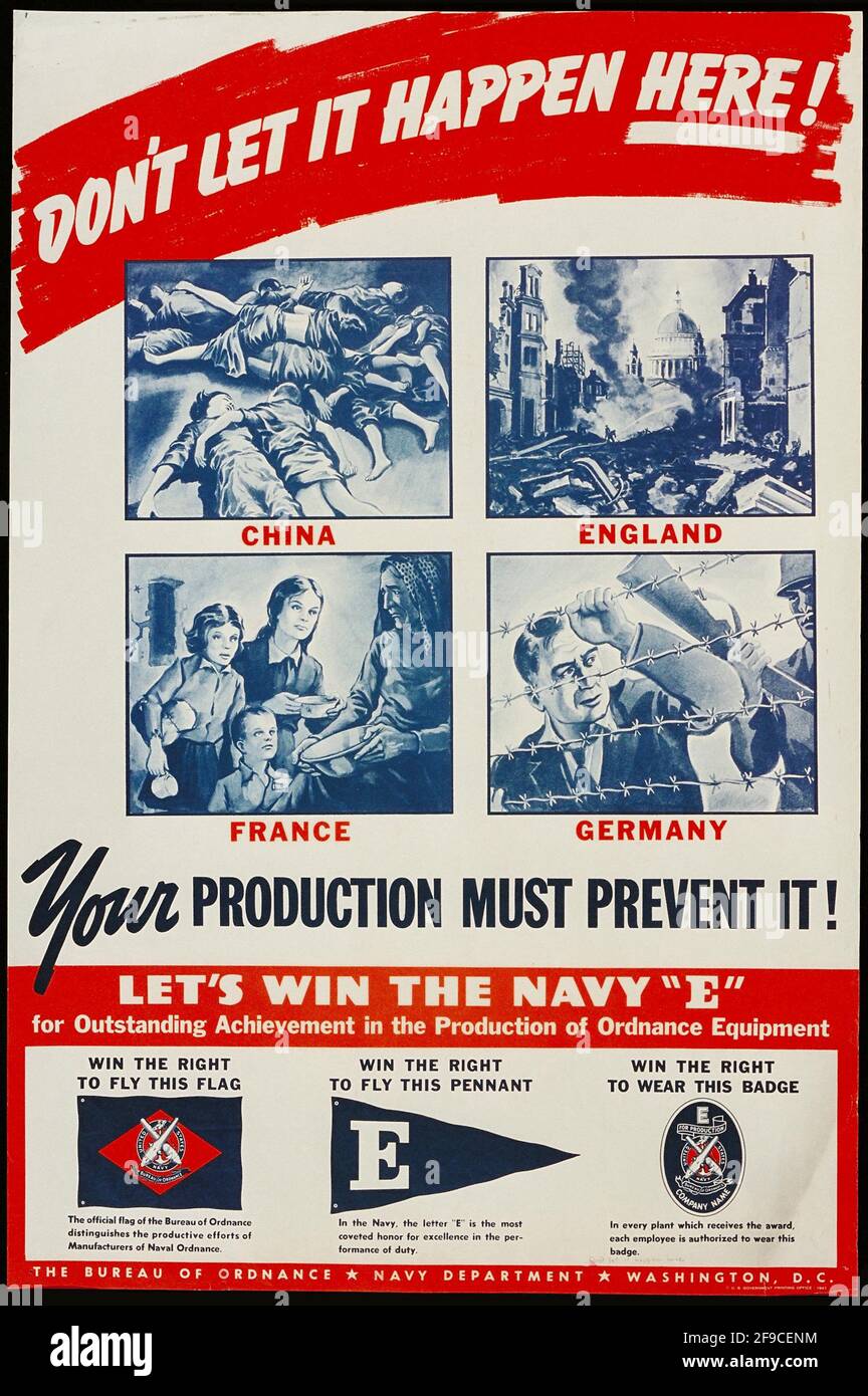 Un cartel americano de WW2 sobre el aumento de la producción en la guerra esfuerzo Foto de stock