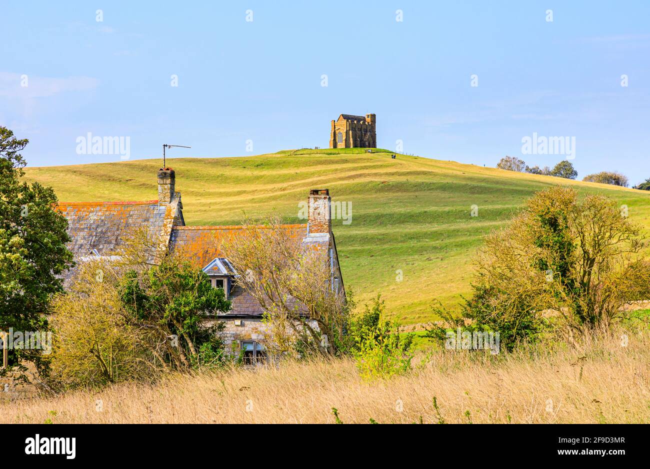 Capilla de Santa Catalina, una pequeña capilla en una colina sobre el pueblo de Abbotsbury en Dorset, al suroeste de Inglaterra, dedicada a Santa Catalina de Alejandría Foto de stock