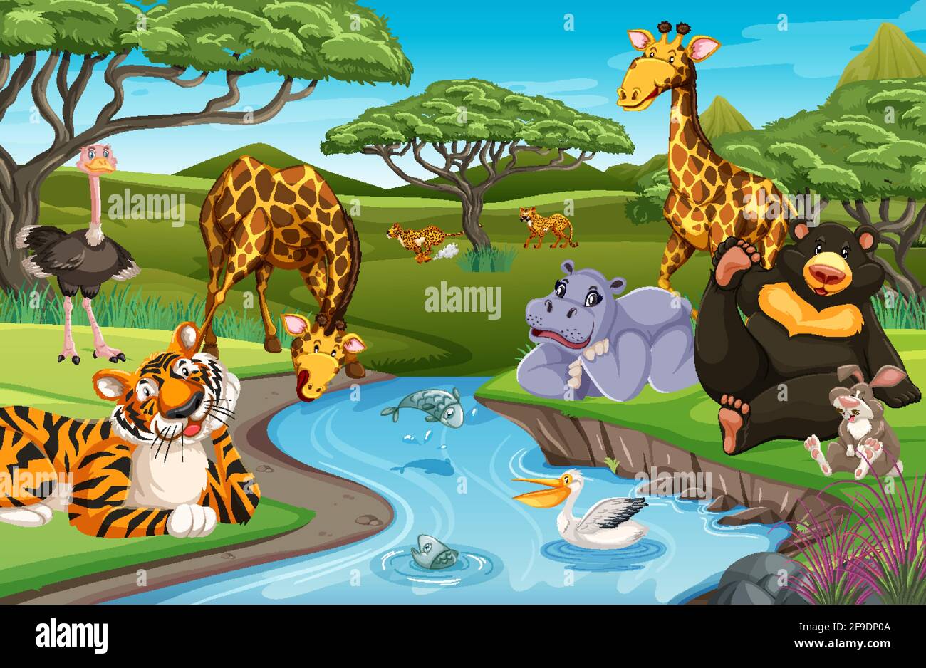 Animales salvajes en la selva ilustración Imagen Vector de stock Alamy