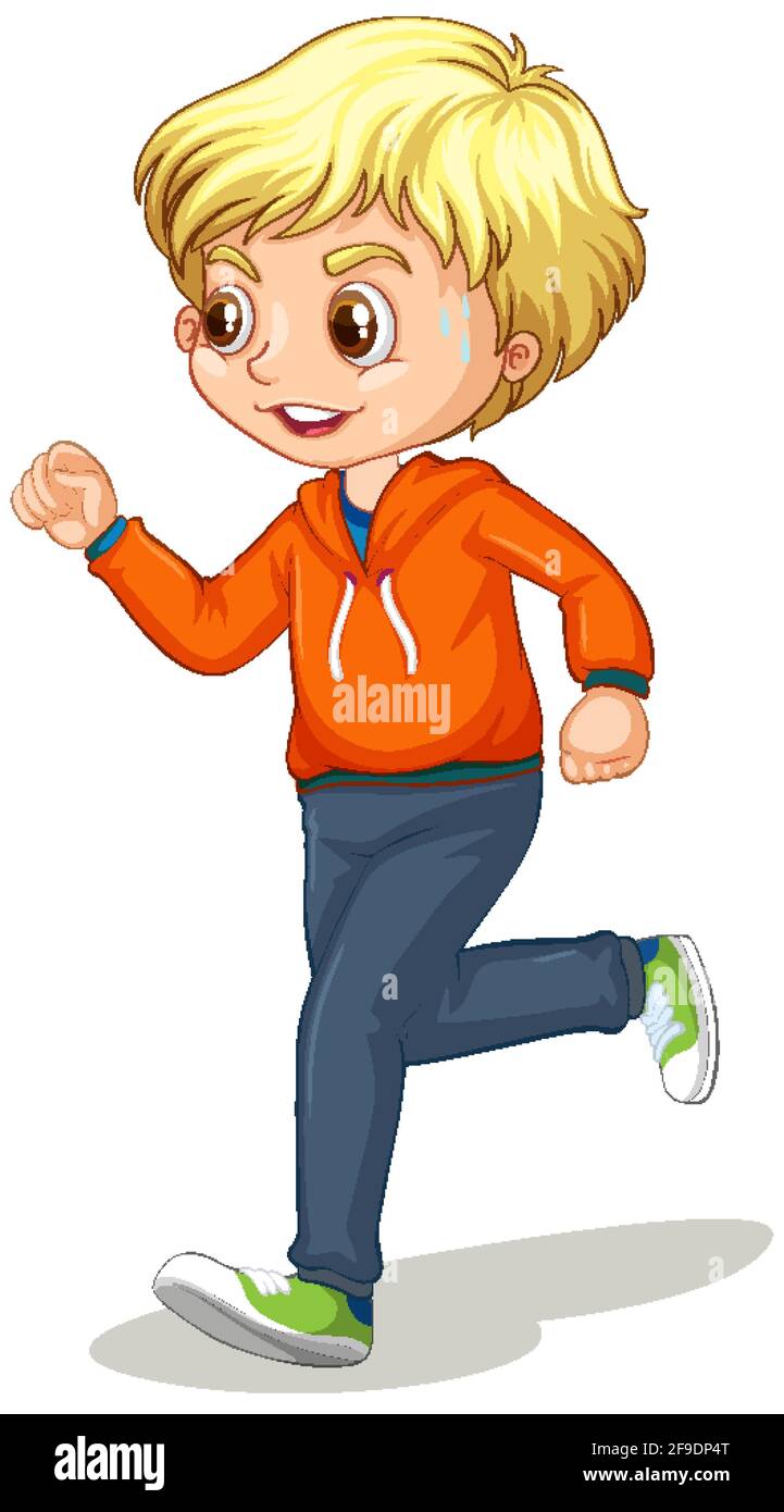 Niño haciendo correr ejercicio de dibujos animados carácter aislado  ilustración Imagen Vector de stock - Alamy