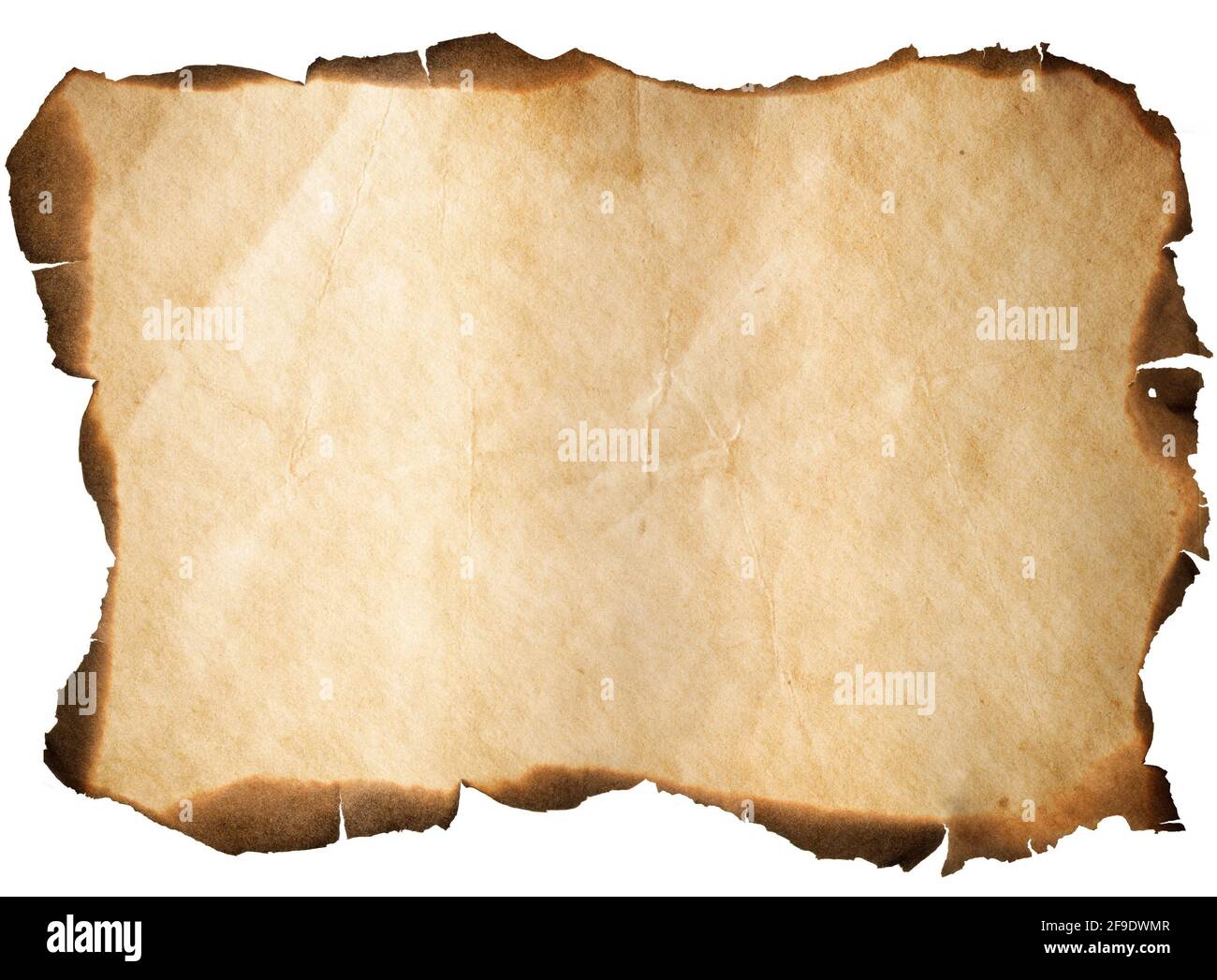 papel o mapa antiguo con bordes quemados aislados Foto de stock