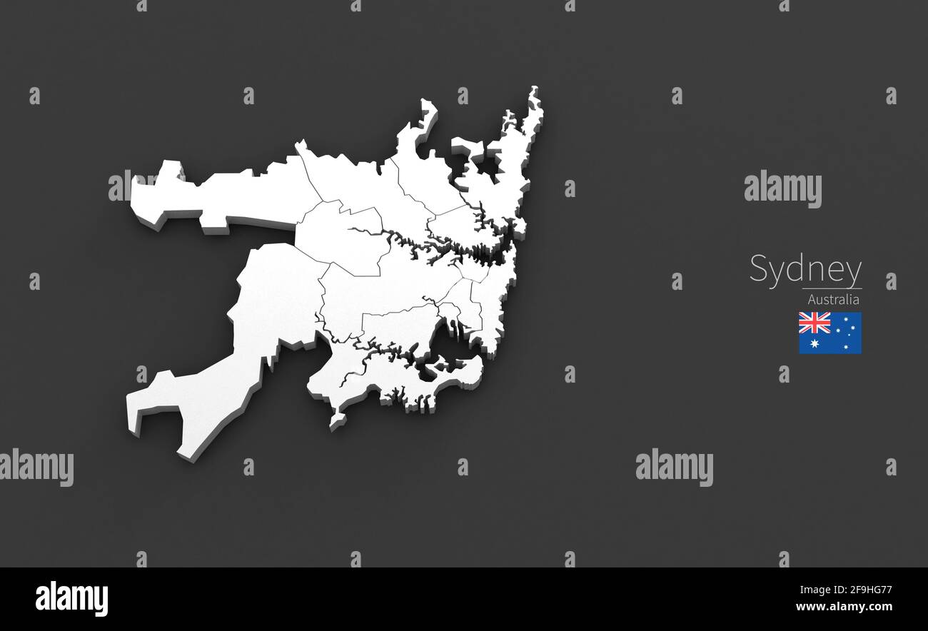 Mapa de la ciudad de Sydney. 3D Serie de mapas de ciudades en Australia. Foto de stock