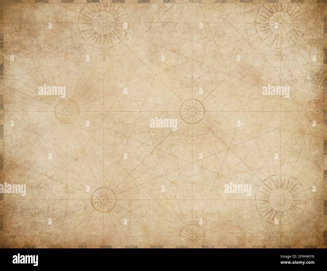 el fondo del mapa del tesoro de los piratas náuticos antiguos Foto de stock
