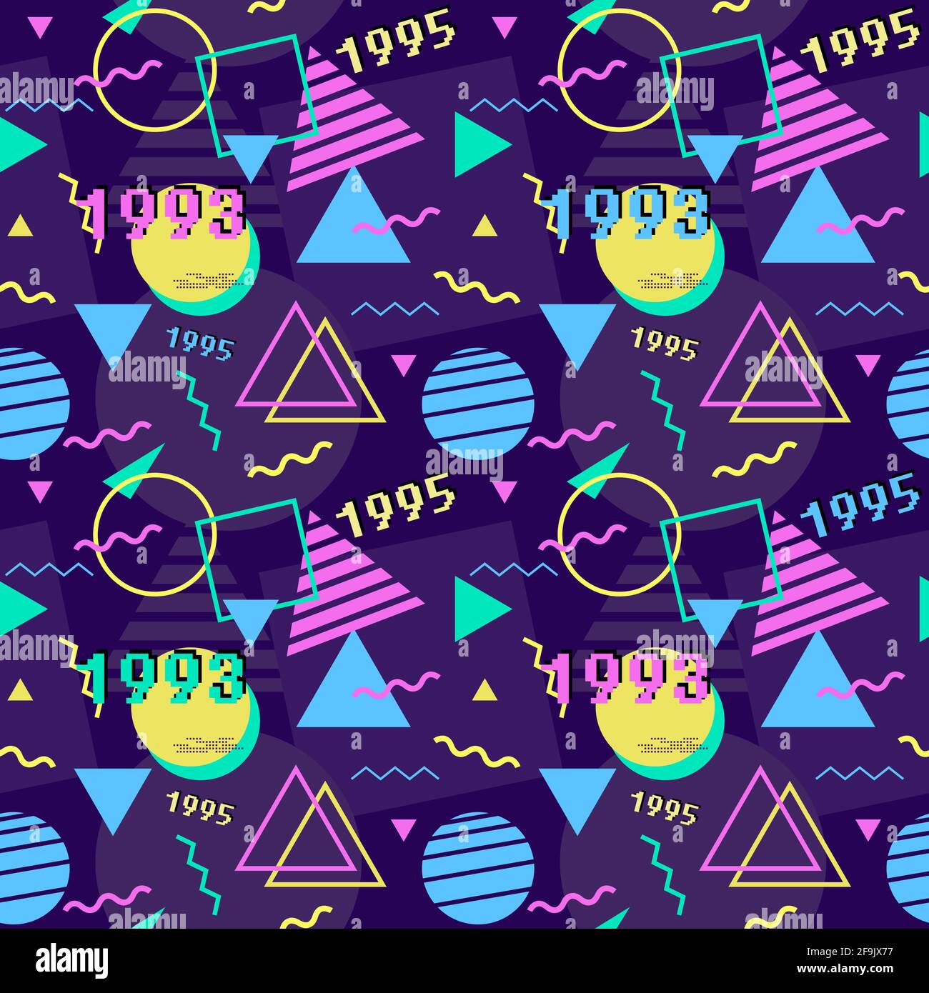 Patrón vectorial sin costuras de los años noventa. 80s-90s Textura