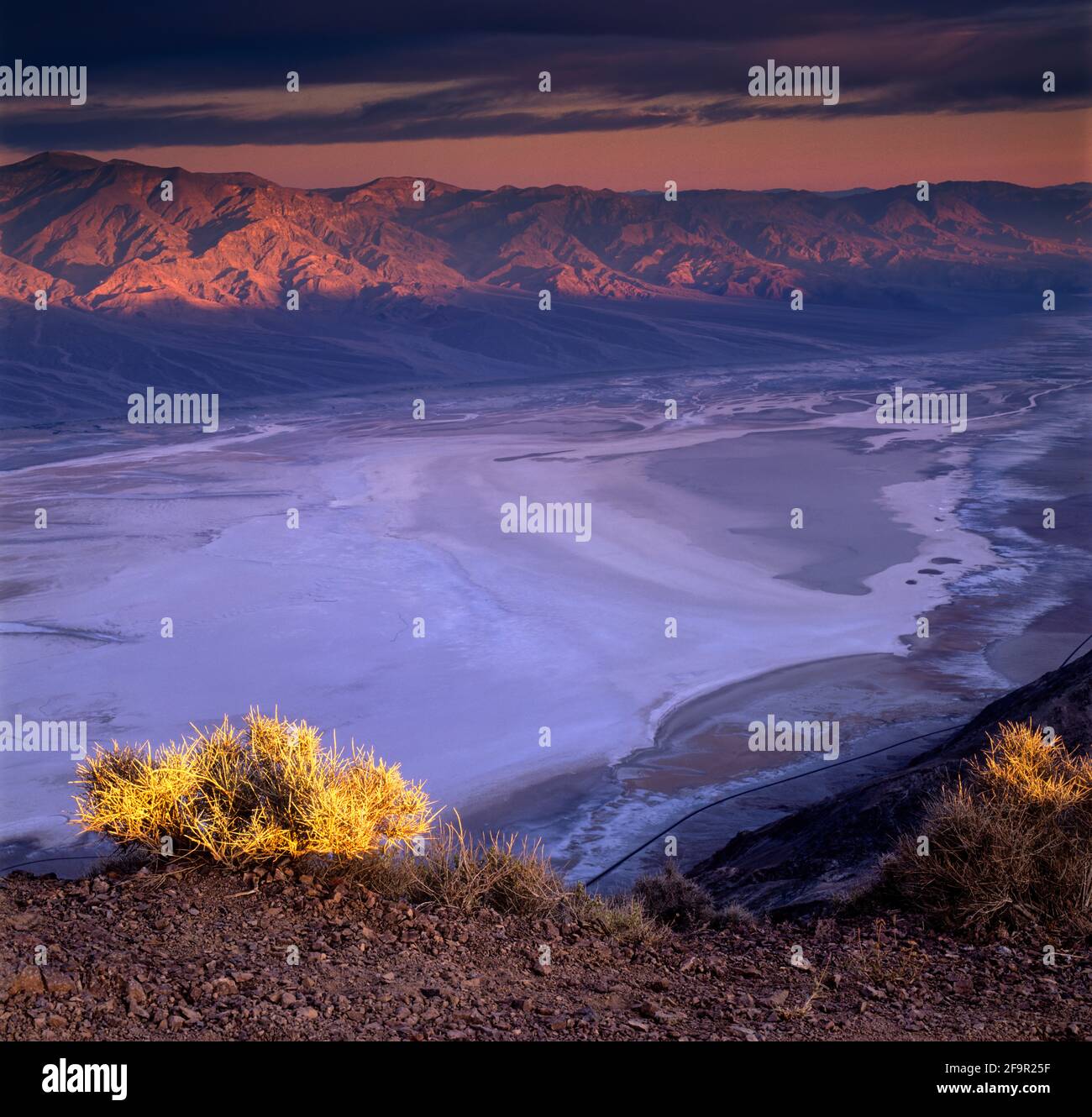 Vista de Dante en el Parque Nacional del Valle de la Muerte. California EE.UU. Al amanecer Foto de stock
