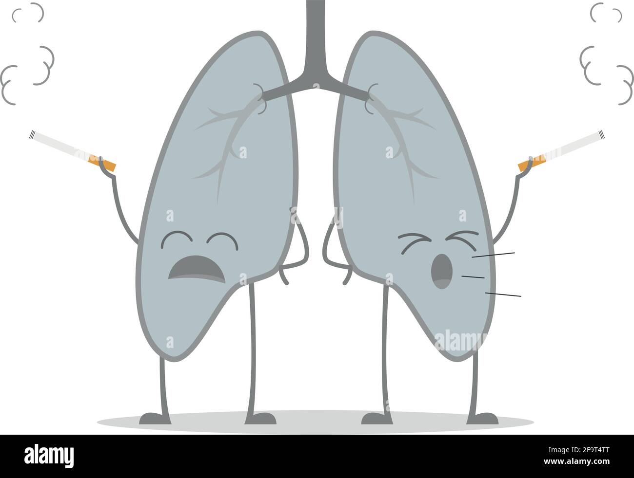 Ilustración vectorial de pulmones enfermos y tristes en estilo de dibujos  animados debido al tabaquismo u otras enfermedades relacionadas Imagen  Vector de stock - Alamy