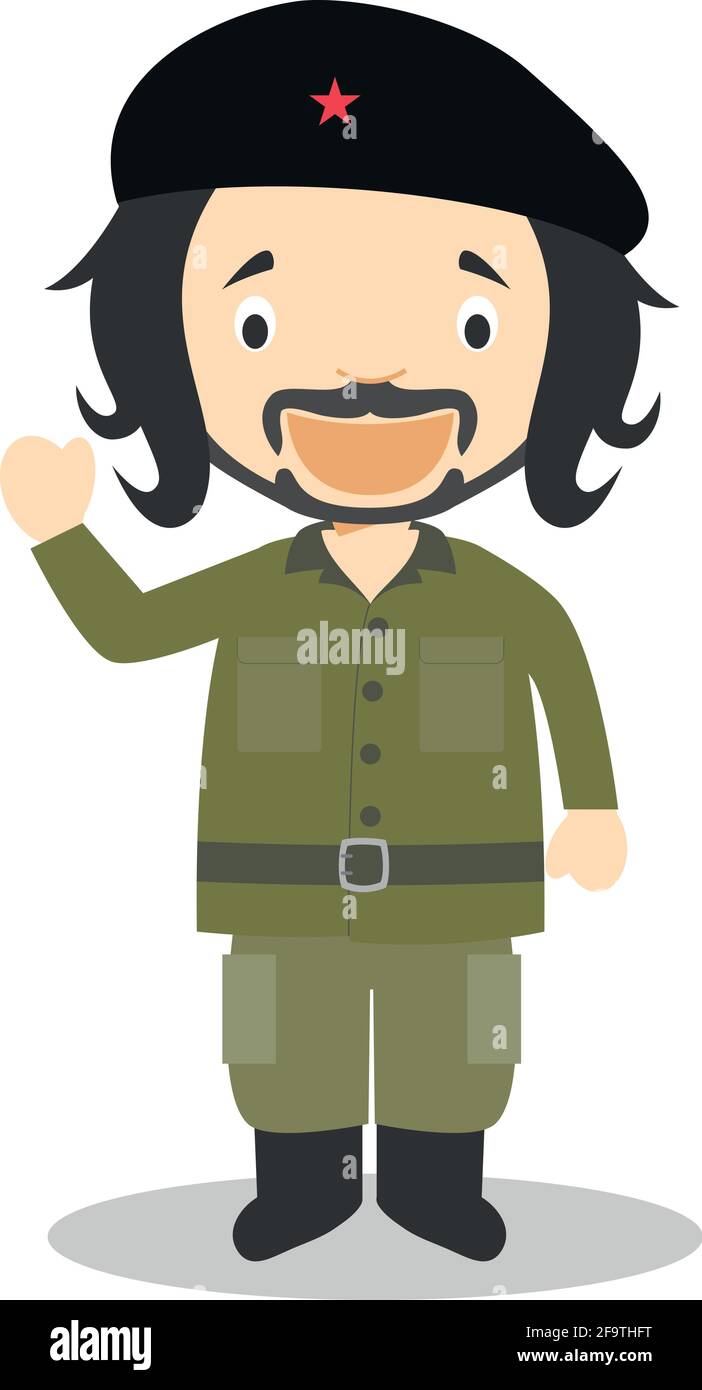 Che Guevara personaje de dibujos animados. Ilustración vectorial. Colección de historia para niños. Ilustración del Vector