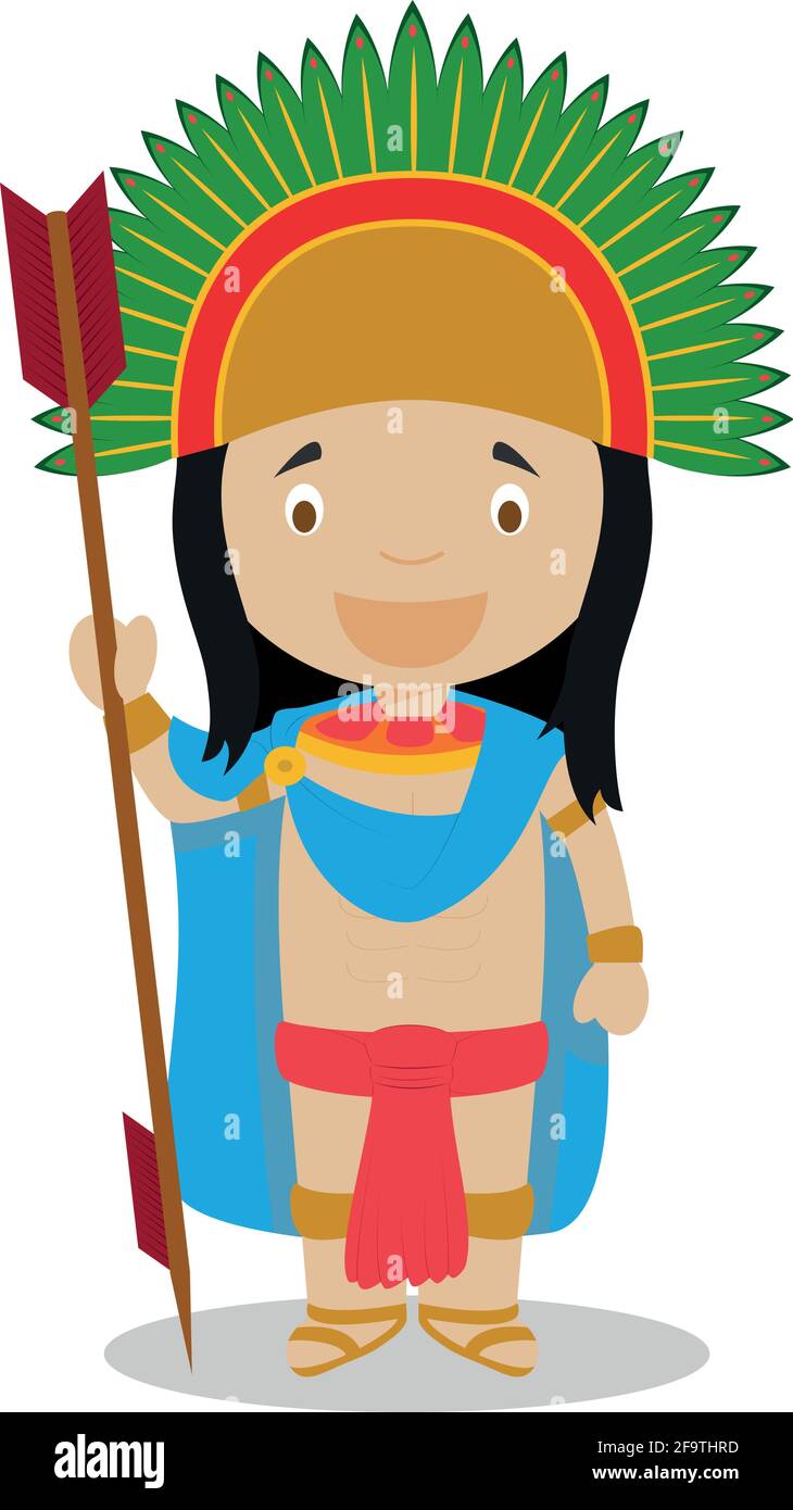 Personaje de dibujos animados Moctezuma II. Ilustración vectorial.  Colección de historia para niños Imagen Vector de stock - Alamy
