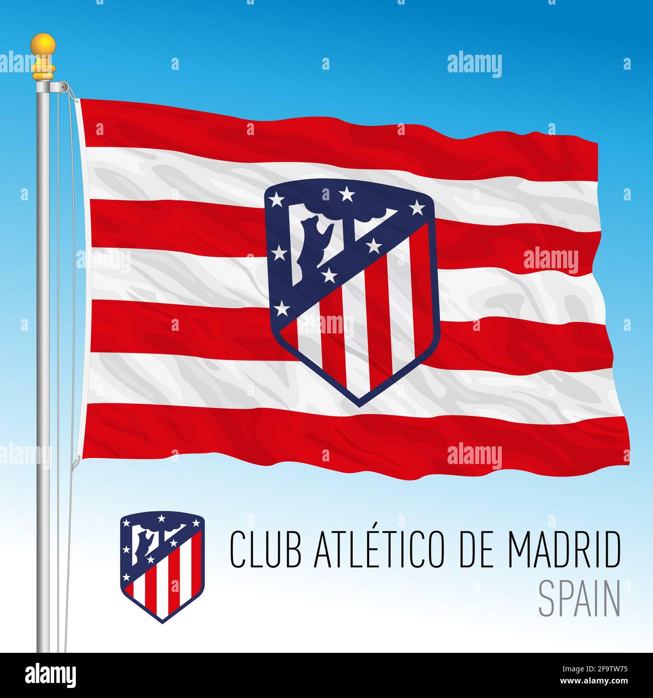 Europa Ano 2021 Atletico Madrid Football Club Bandera Y Escudo De Armas Equipo En El Nuevo Campeonato De La Super Liga Ilustracion Fotografia De Stock Alamy