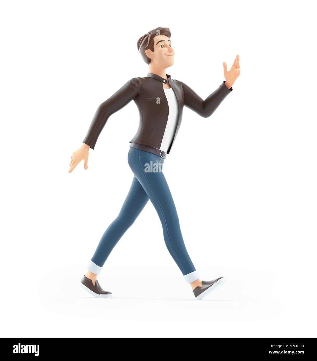 3d hombre de dibujos animados feliz caminando, ilustración aislada sobre  fondo blanco Fotografía de stock - Alamy