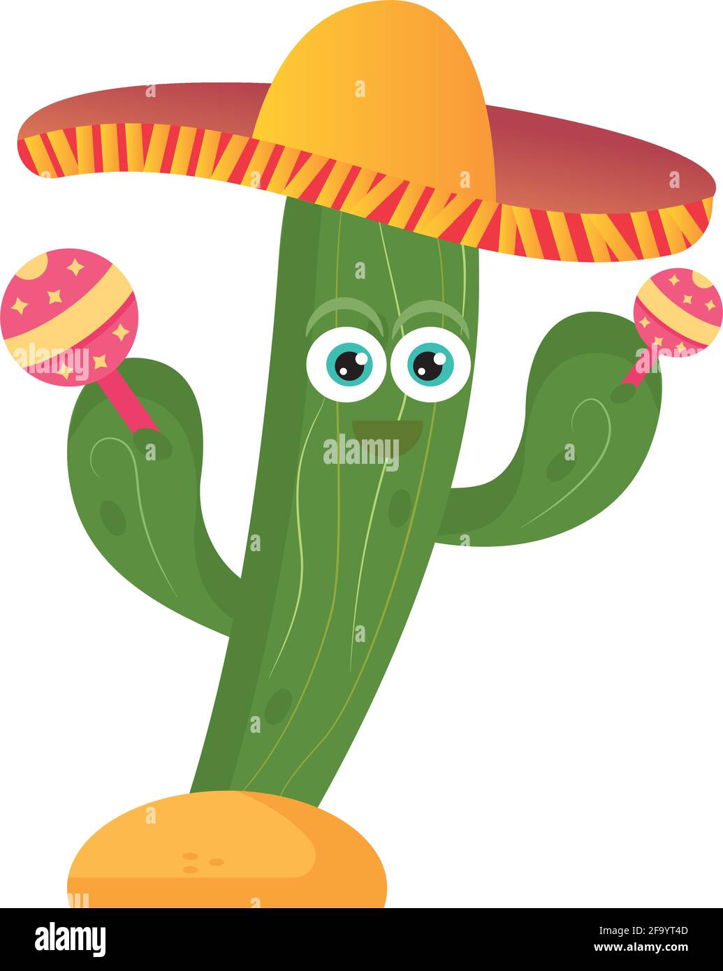 Feliz caricatura de cactus con un sombrero mexicano y maracas - Vector  Imagen Vector de stock - Alamy
