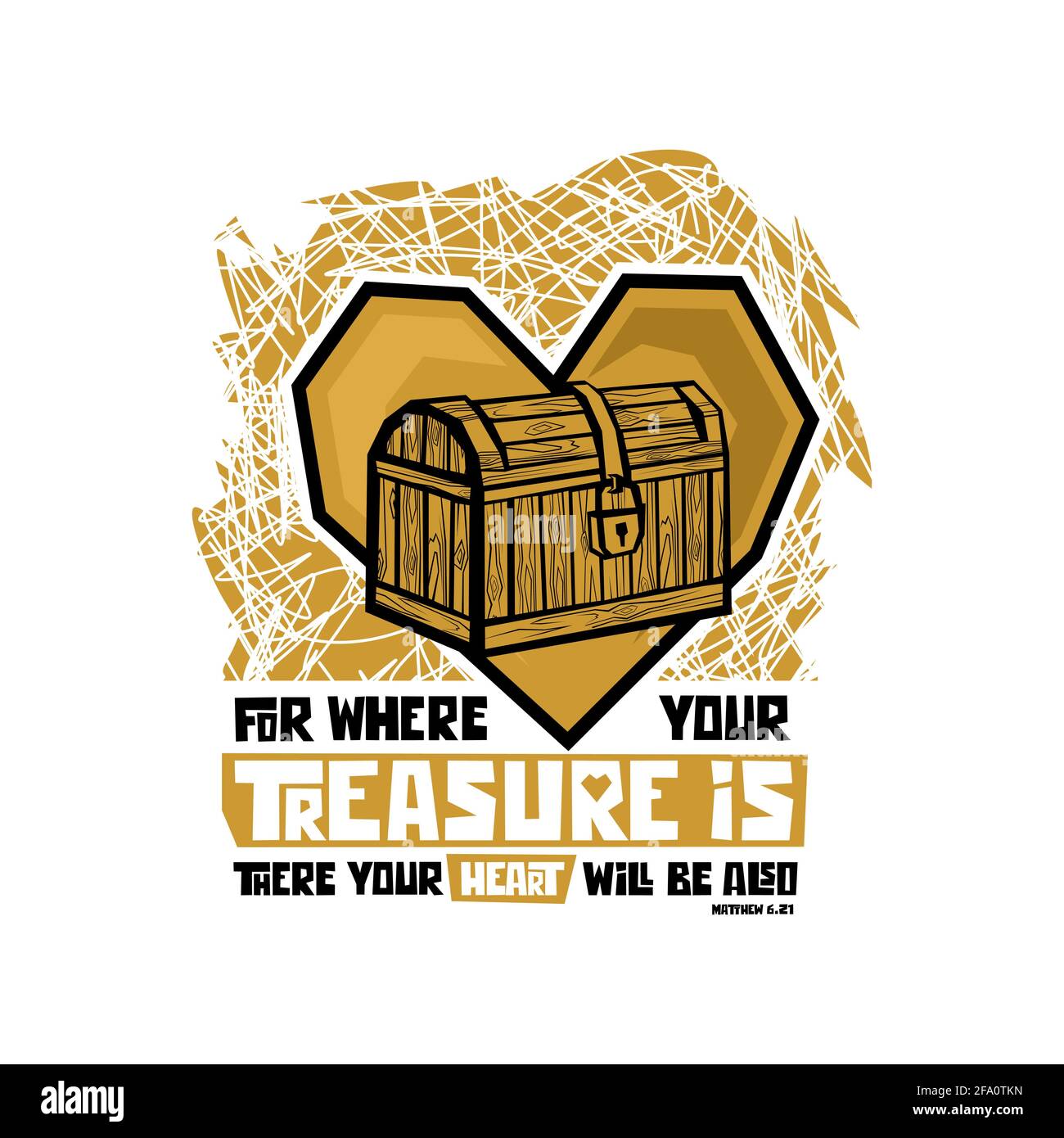 Ilustración bíblica. Arte Cristiano Para donde está tu tesoro, tu