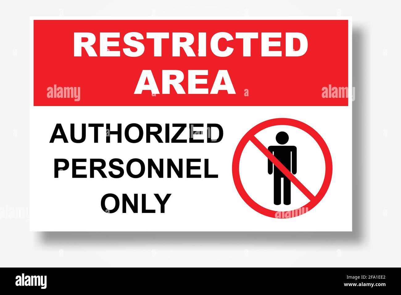 Área RESTRINGADA Símbolo de personal autorizado Sin acceso, sin entrada, signo de prohibición con icono de hombre vectorial para diseño gráfico, logotipo, sitio web, social Ilustración del Vector