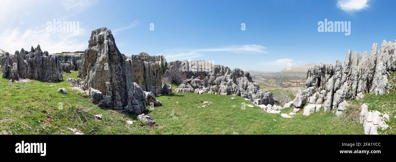Formaciones geológicas en Kfardebian, Líbano Foto de stock