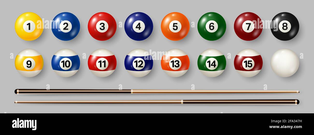 Billar de colores, pelotas de billar con números sobre fondo gris. Bola de  snooker brillante y realista. Ilustración vectorial Imagen Vector de stock  - Alamy