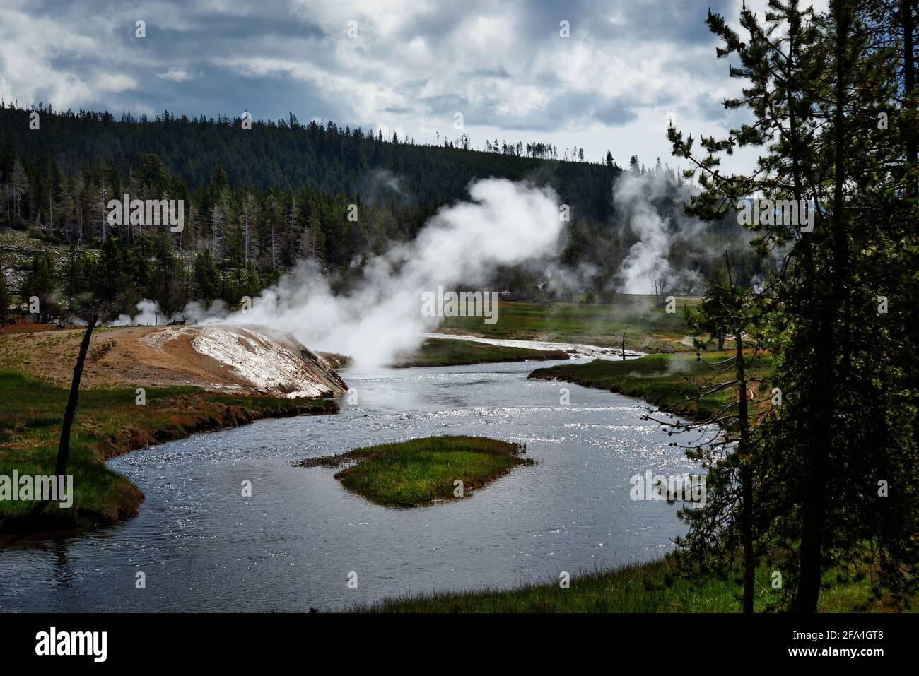 El Parque Nacional de Yellowstone, en EE.UU. Foto de stock