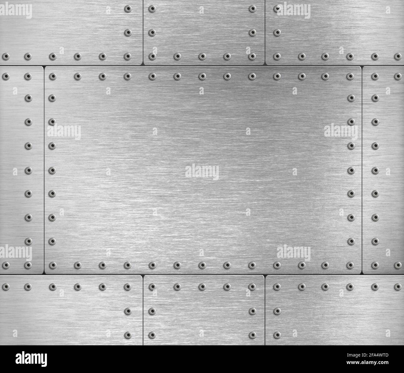 placas metálicas de fondo industrial 3d ilustración Foto de stock