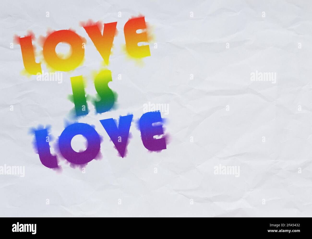 Frase Amor Es Amor Con Letras Manchadas O Mojadas De Tinta En Colores Arco Iris De La Bandera Del Orgullo Lgbt Sobre Un Fondo Blanco De Papel Arrugado Espacio De Copia Fotografia