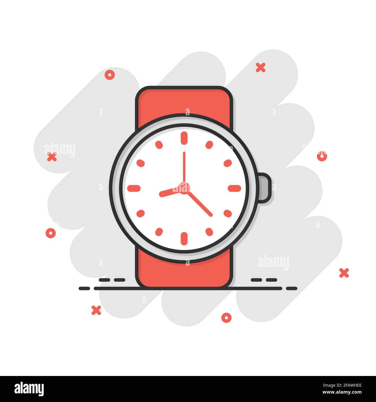 Icono de reloj de pulsera en estilo c mic. Dibujo vectorial de