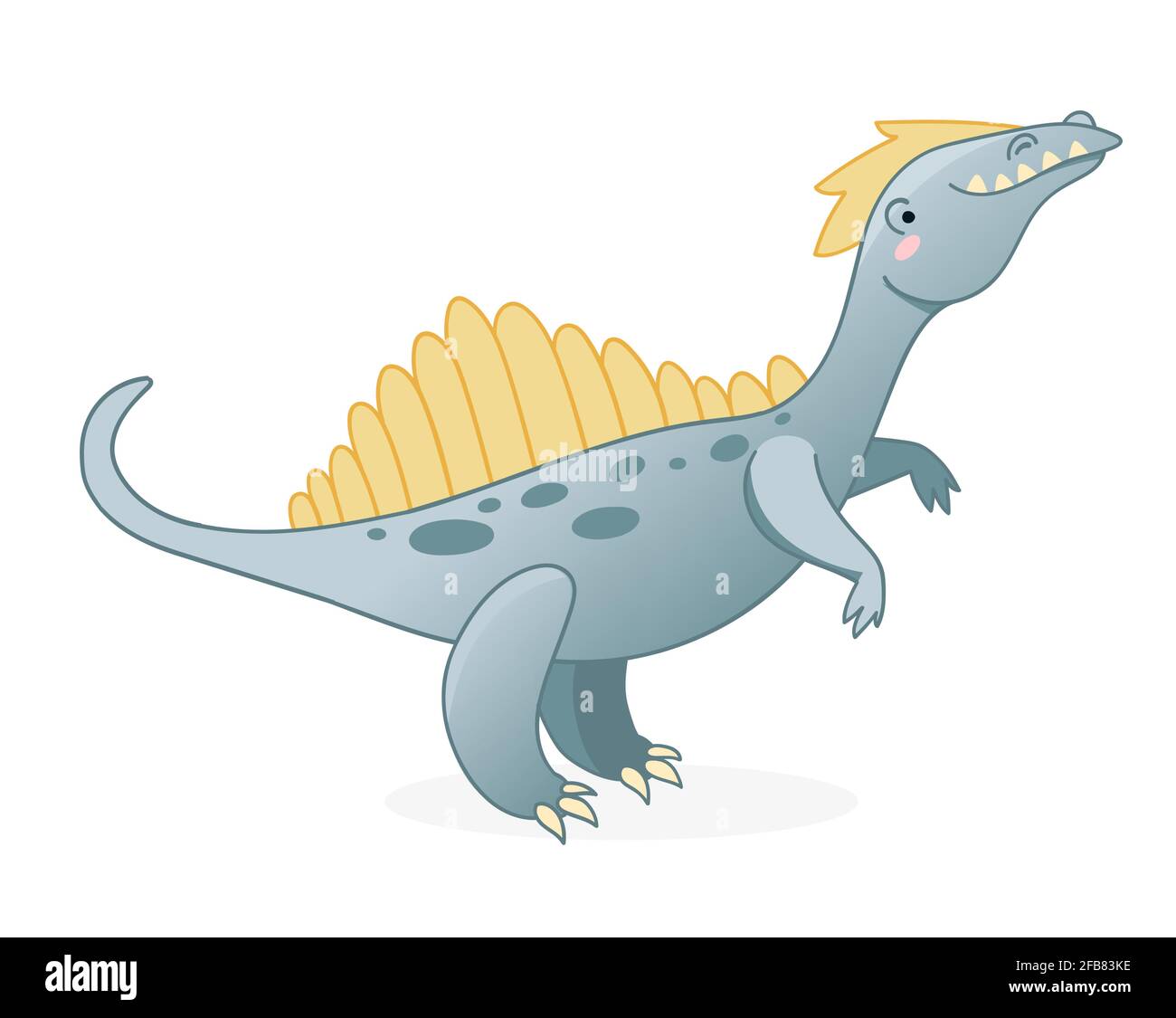Bonita ilustración de vector de dibujos animados de dinosaurios. Diseño para  niños para imprimir, poster, invitación, camiseta e insignias Imagen Vector  de stock - Alamy