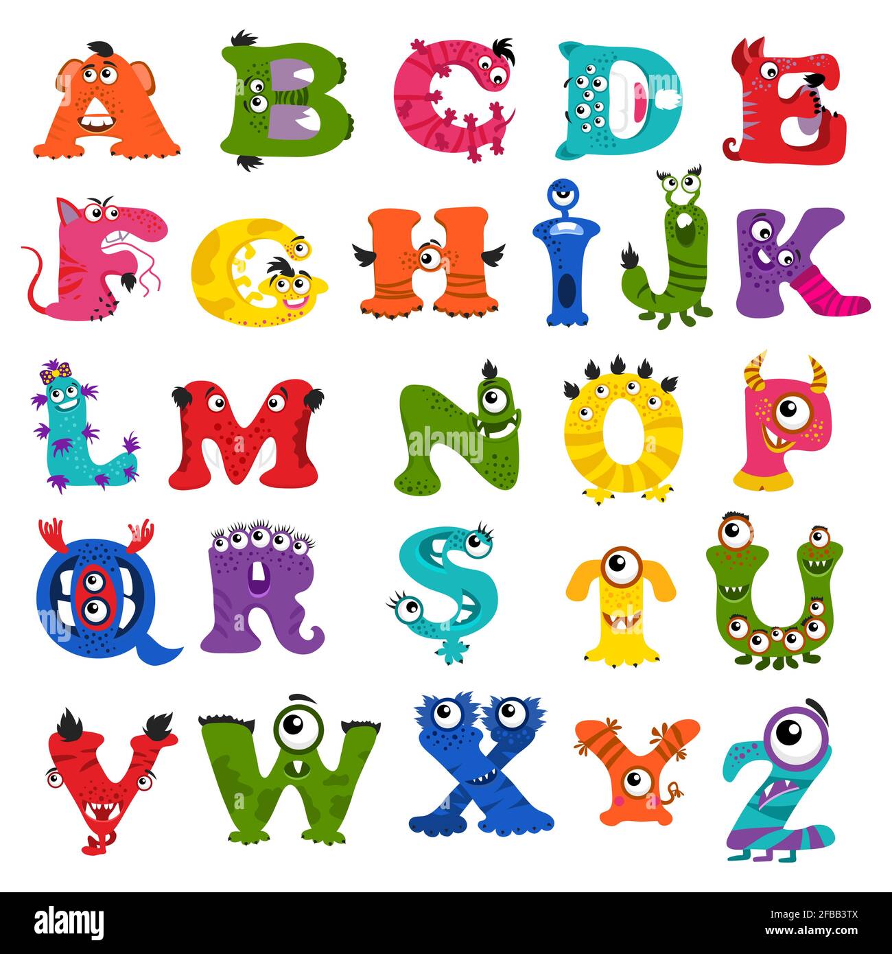 Divertido alfabeto de monstruos vectoriales para niños. Letra de monstruo  carácter y la ilustración abc monstruo Imagen Vector de stock - Alamy