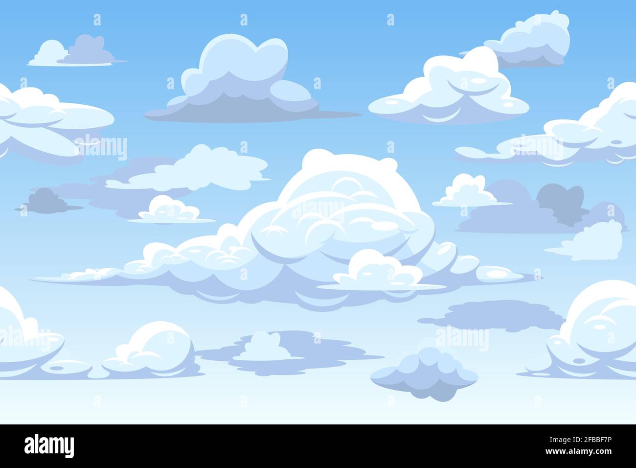 Vector dibujos animados azul cielo nublado. Patrón horizontal sin costuras  con nubes, ilustración de fondo de paisaje nublado Imagen Vector de stock -  Alamy