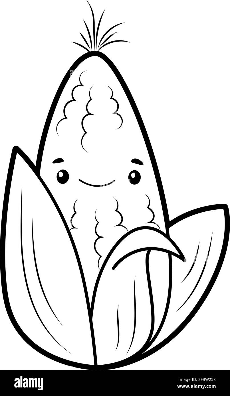 Libro para colorear o página para niños. Ilustración de vector en blanco y  negro de maíz Imagen Vector de stock - Alamy