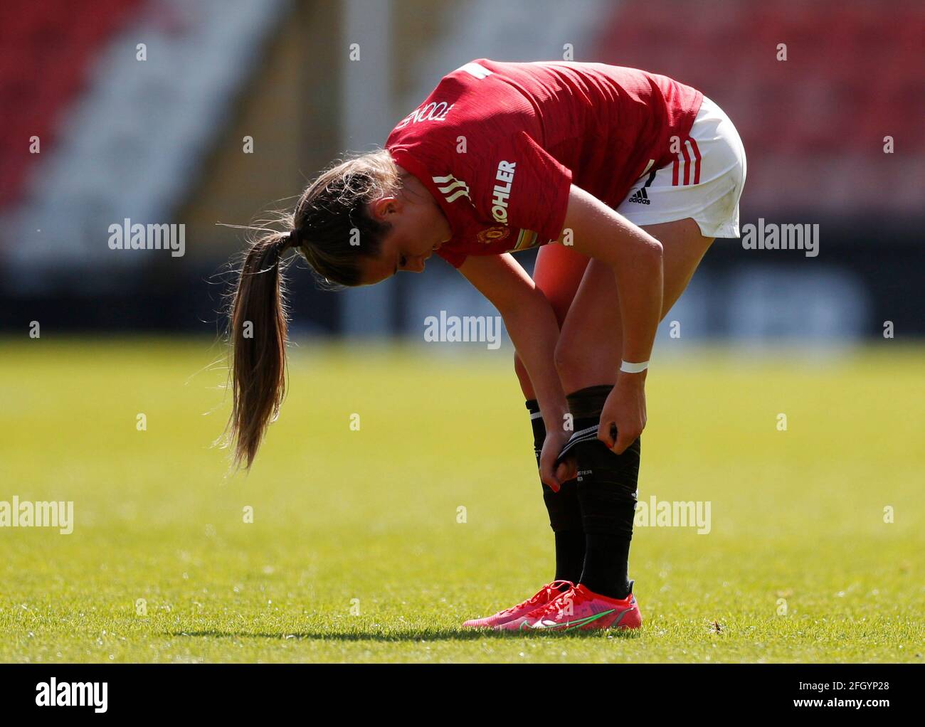 Fútbol - Super Liga Femenina - Manchester United v Tottenham Hotspur - Leigh Sports Village, Manchester, Gran Bretaña - 25 de abril de 2021 Manchester United's Kirsty Hanson Action Images via Reuters/Lee Smith Foto de stock