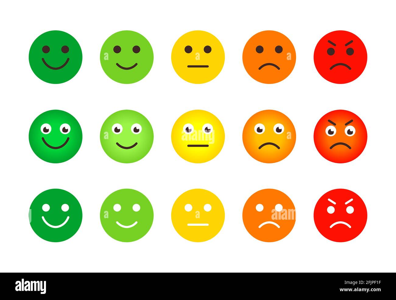 Conjunto de iconos de escala de comentarios de emociones. Indicador de estado de ánimo emoji Conjunto de iconos de escala de comentarios de emociones. Indicador de estado de ánimo emoji