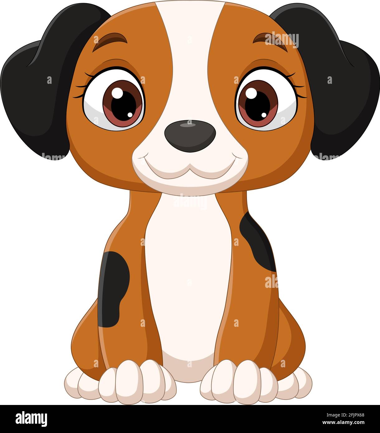 Dibujos animados pequeño perro sentado Imagen Vector de stock - Alamy